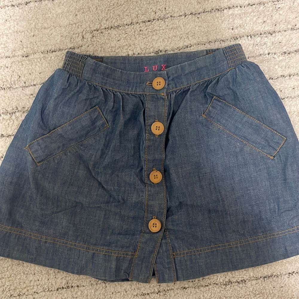 EUC Lux Button Up Denim Skirt, Sz. S